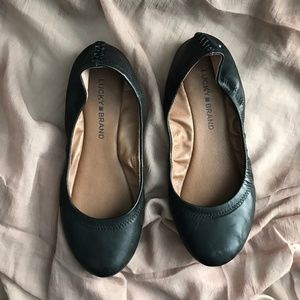 Lucky Brand Emmie Black Leather Ballet Flats